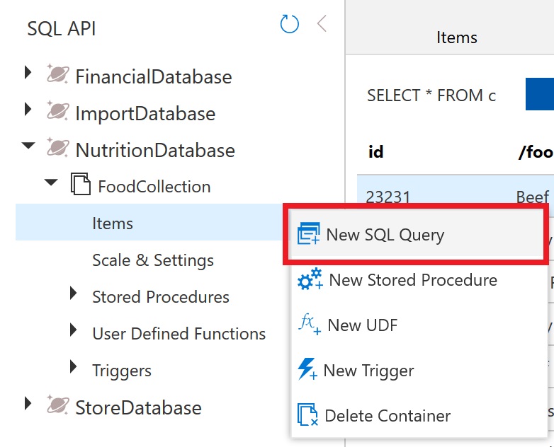 New SQL Query is highlighted