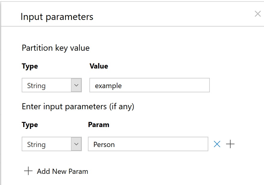 The stored procedure parameters are populated